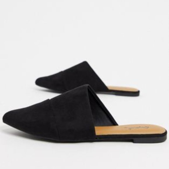 FINAL SALE! Black Vegan Suede Mule Flats - Picture 8 of 10
